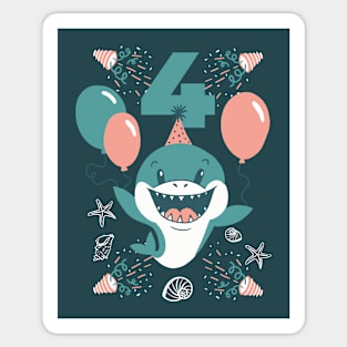 Baby Shark for 4th Birthday Sticker